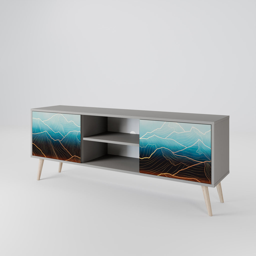 LUNAR SECRETS 2-Door TV Stand in Grey Finish