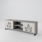 LEAFY STAMPS 2-Door TV Stand in Grey Finish