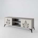 LEAFY STAMPS 2-Door TV Stand in Grey Finish