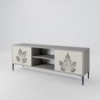 LEAFY STAMPS 2-Door TV Stand in Grey Finish