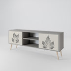 LEAFY STAMPS 2-Door TV Stand in Grey Finish