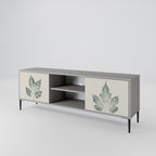 GREEN LEAFY STAMPS 2-Door TV Stand in Grey Finish