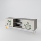 GREEN LEAFY STAMPS 2-Door TV Stand in Grey Finish