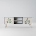 GREEN LEAFY STAMPS 2-Door TV Stand in Grey Finish
