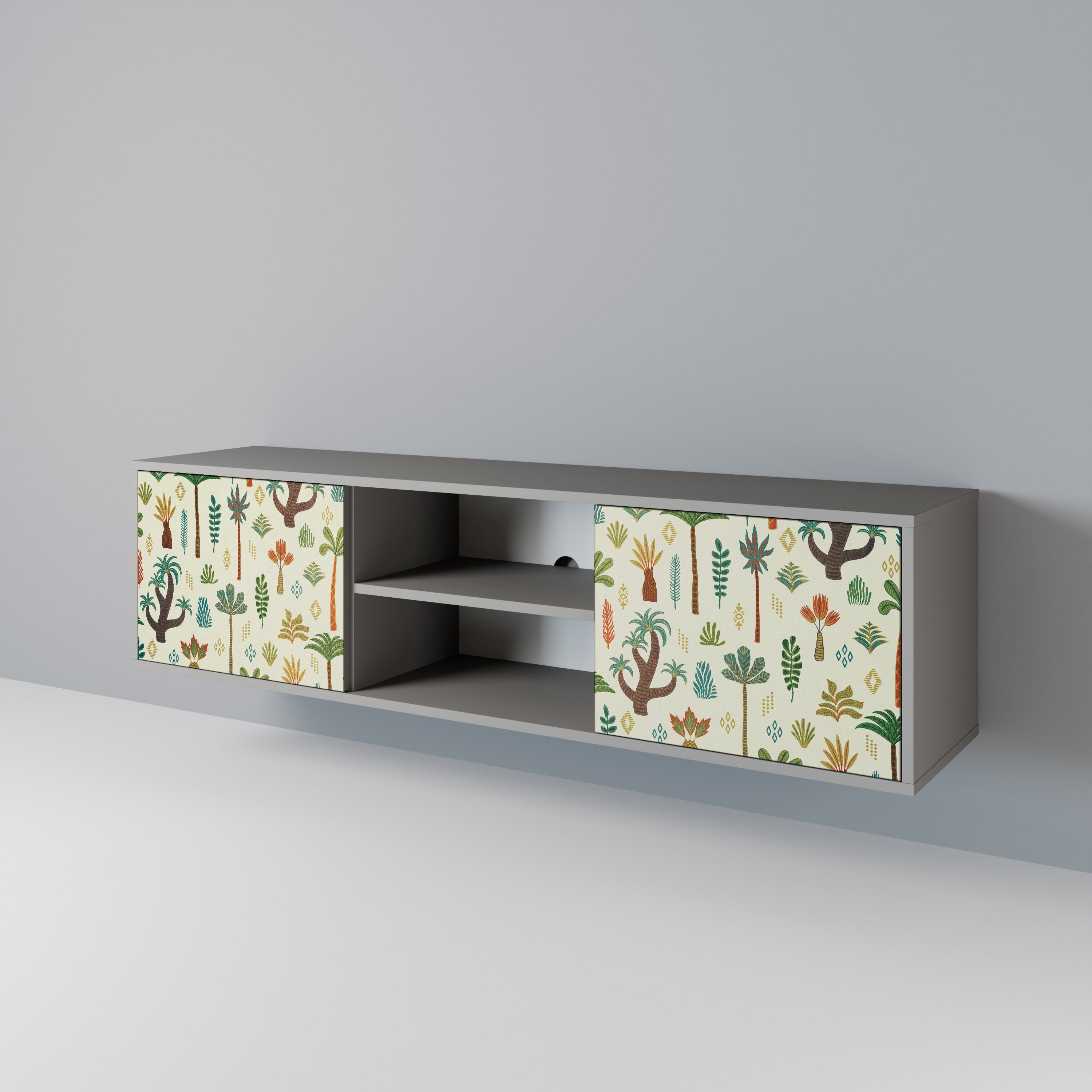 PALM SPRING 2-Door TV Stand in Grey Finish