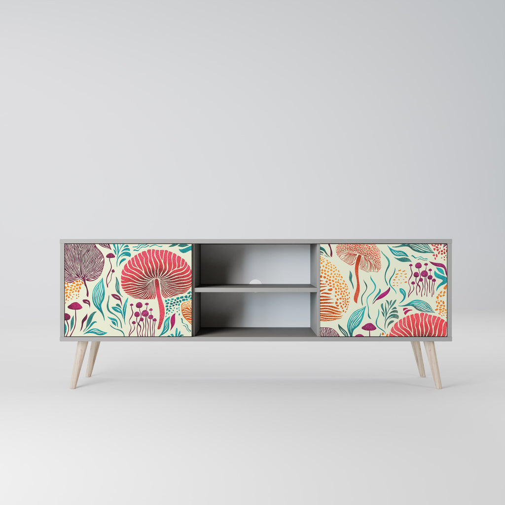 FUNGUS FANTASY 2-Door TV Stand in Grey Finish