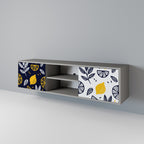 CITRUS BLACK AND WHITE 2-Door TV Stand in Grey Finish