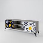 CITRUS BLACK AND WHITE 2-Door TV Stand in Grey Finish