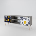 CITRUS BLACK AND WHITE 2-Door TV Stand in Grey Finish