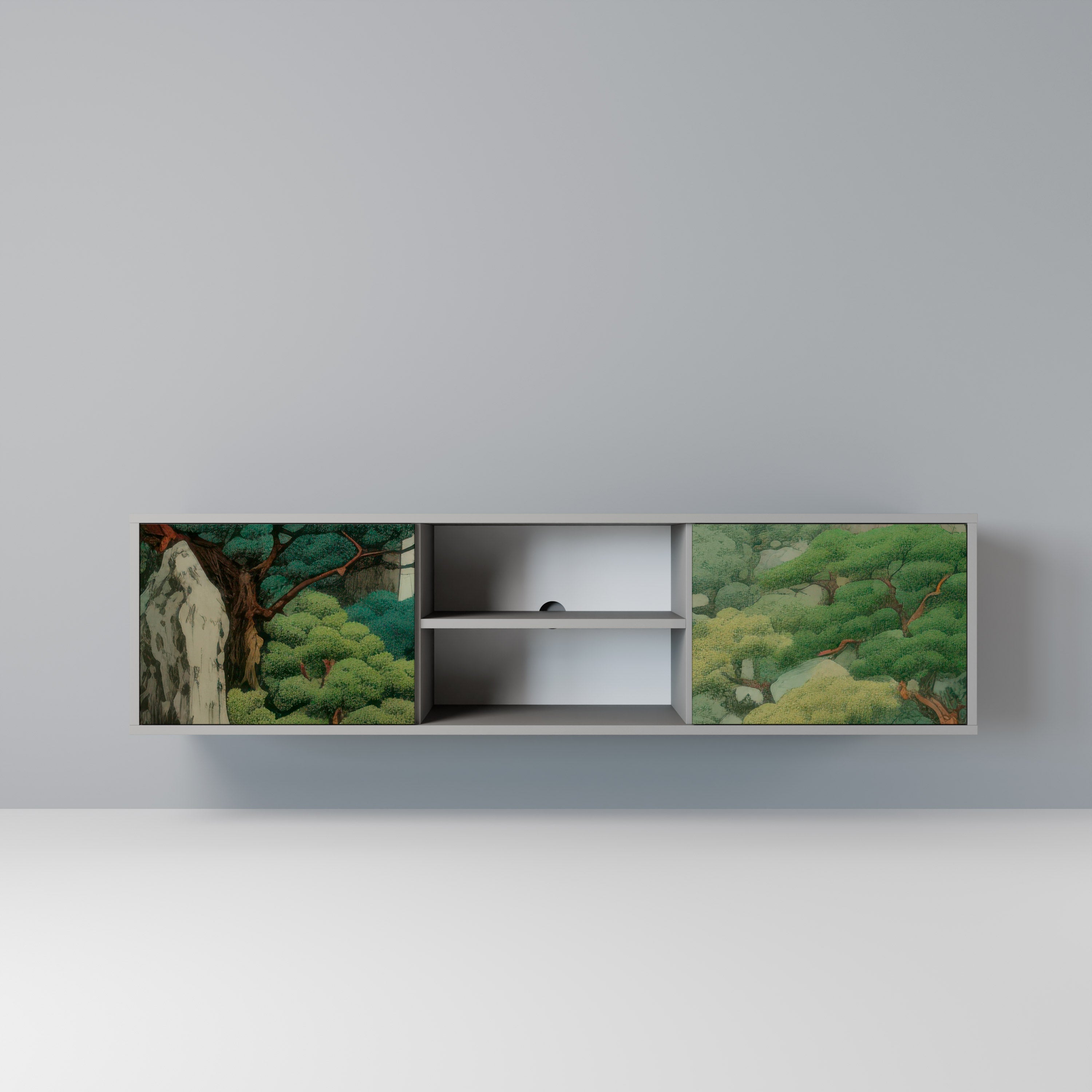 VERDURE ABYSS 2-Door TV Stand in Grey Finish