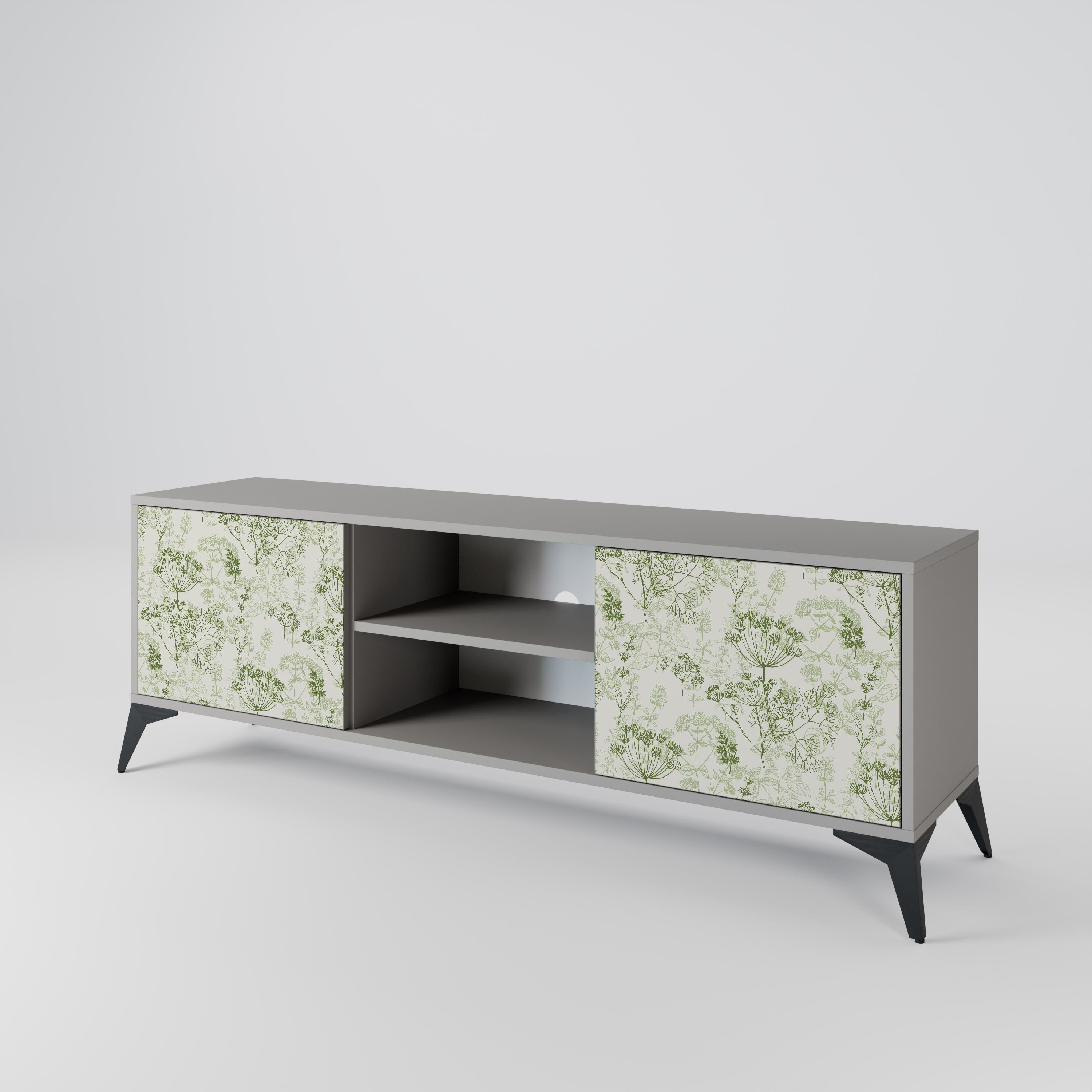 FENNEL BALDACHIN 2-Door TV Stand in Grey Finish