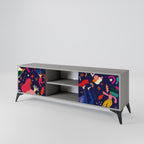 FESTIVE PLEASURES 2-Door TV Stand in Grey Finish