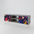 FESTIVE PLEASURES 2-Door TV Stand in Grey Finish