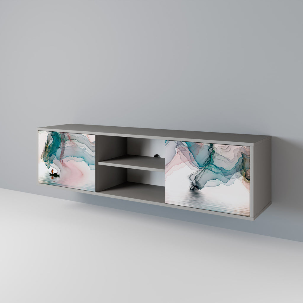 VELVET CROSSING 2-Door TV Stand in Grey Finish