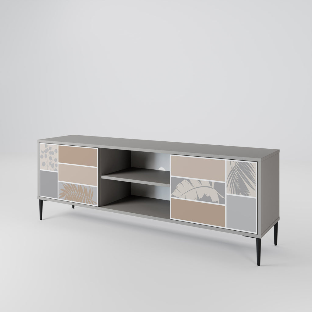 TROPICAL SHAPES 2-Door TV Stand in Grey Finish