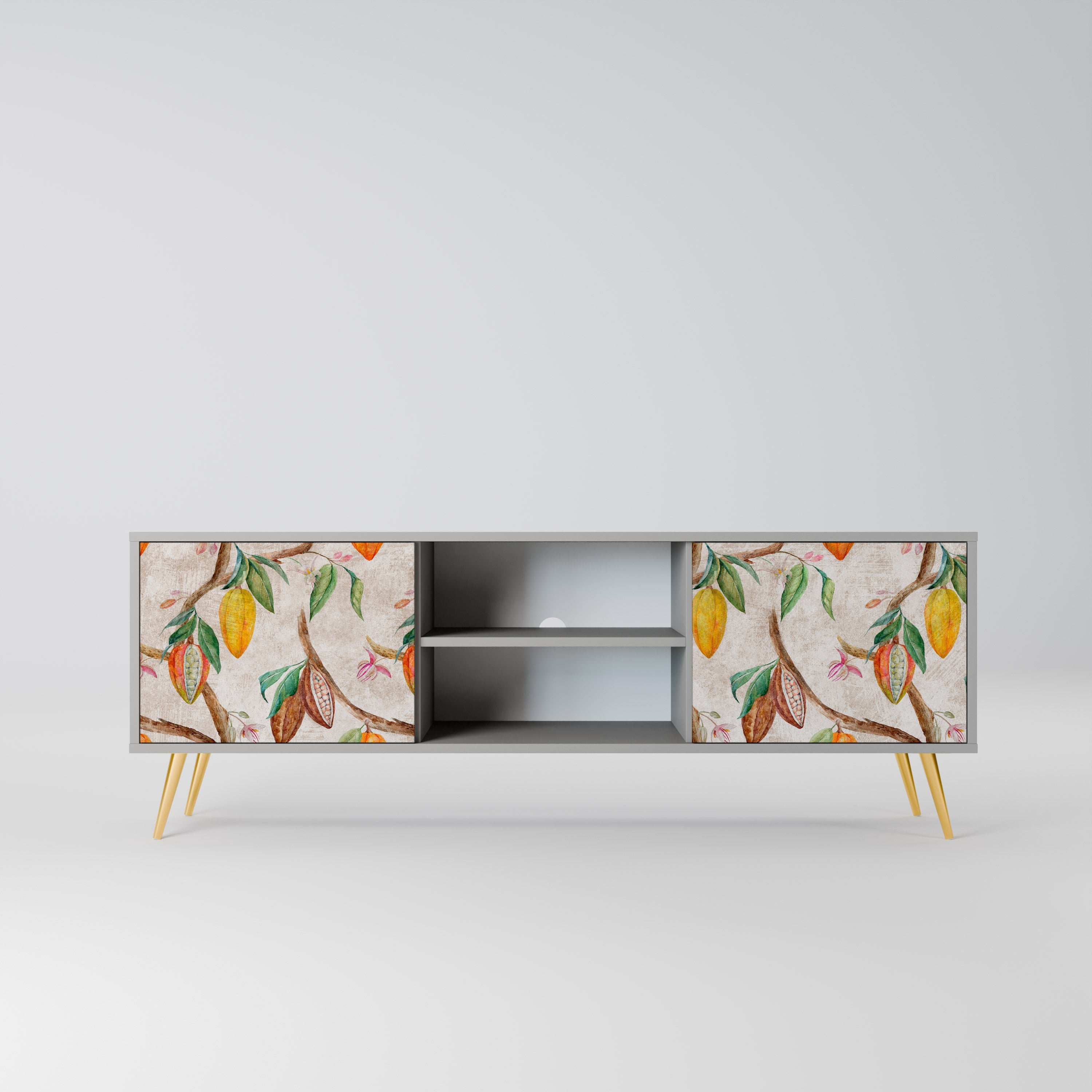 COCOA FRUITS 2-Door TV Stand in Grey Finish