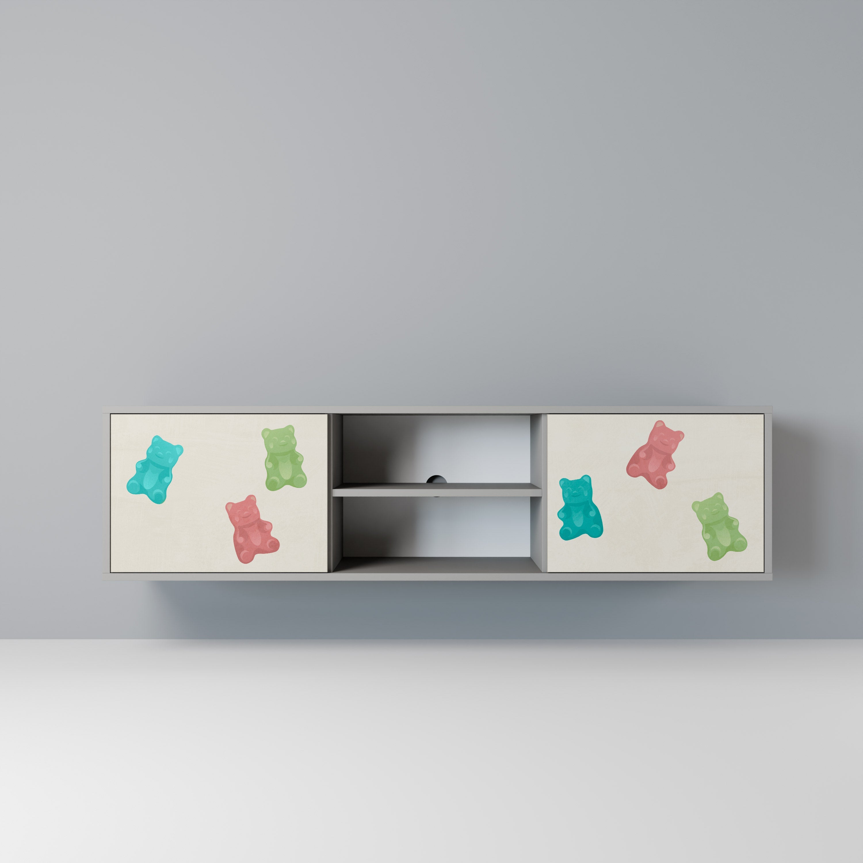 GUMMY BEARS 2-Door TV Stand in Grey Finish