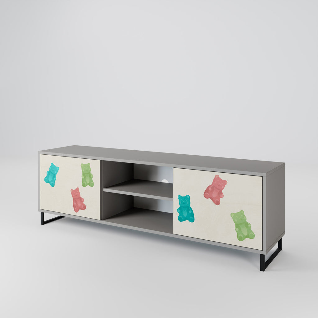GUMMY BEARS 2-Door TV Stand in Grey Finish