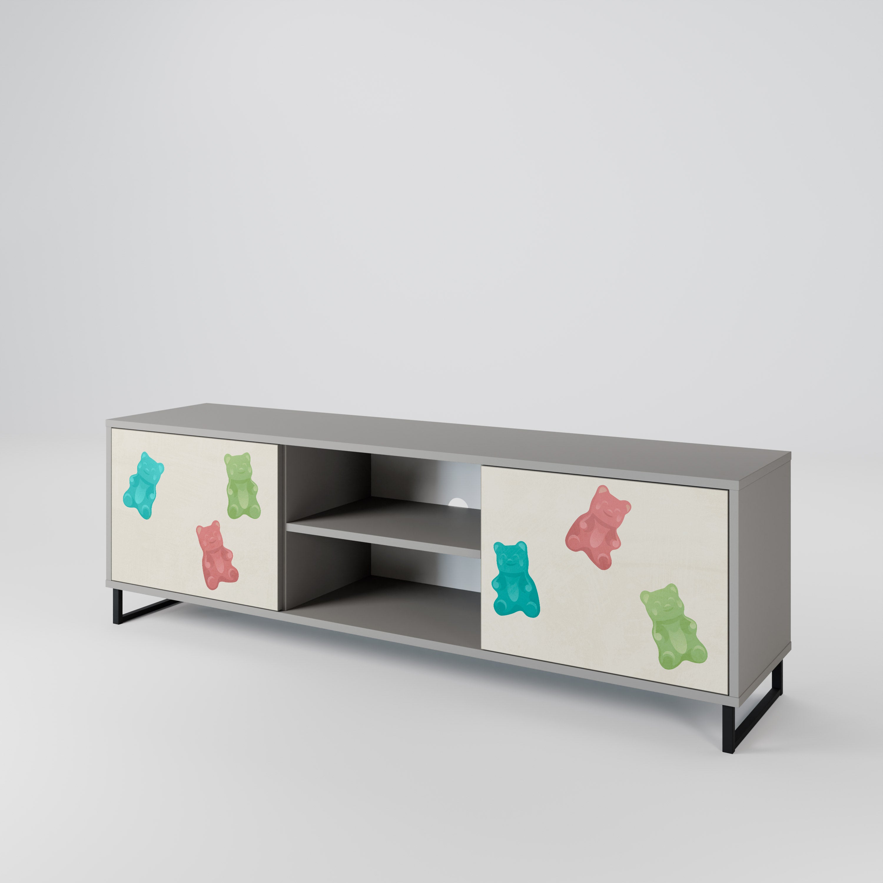 GUMMY BEARS 2-Door TV Stand in Grey Finish