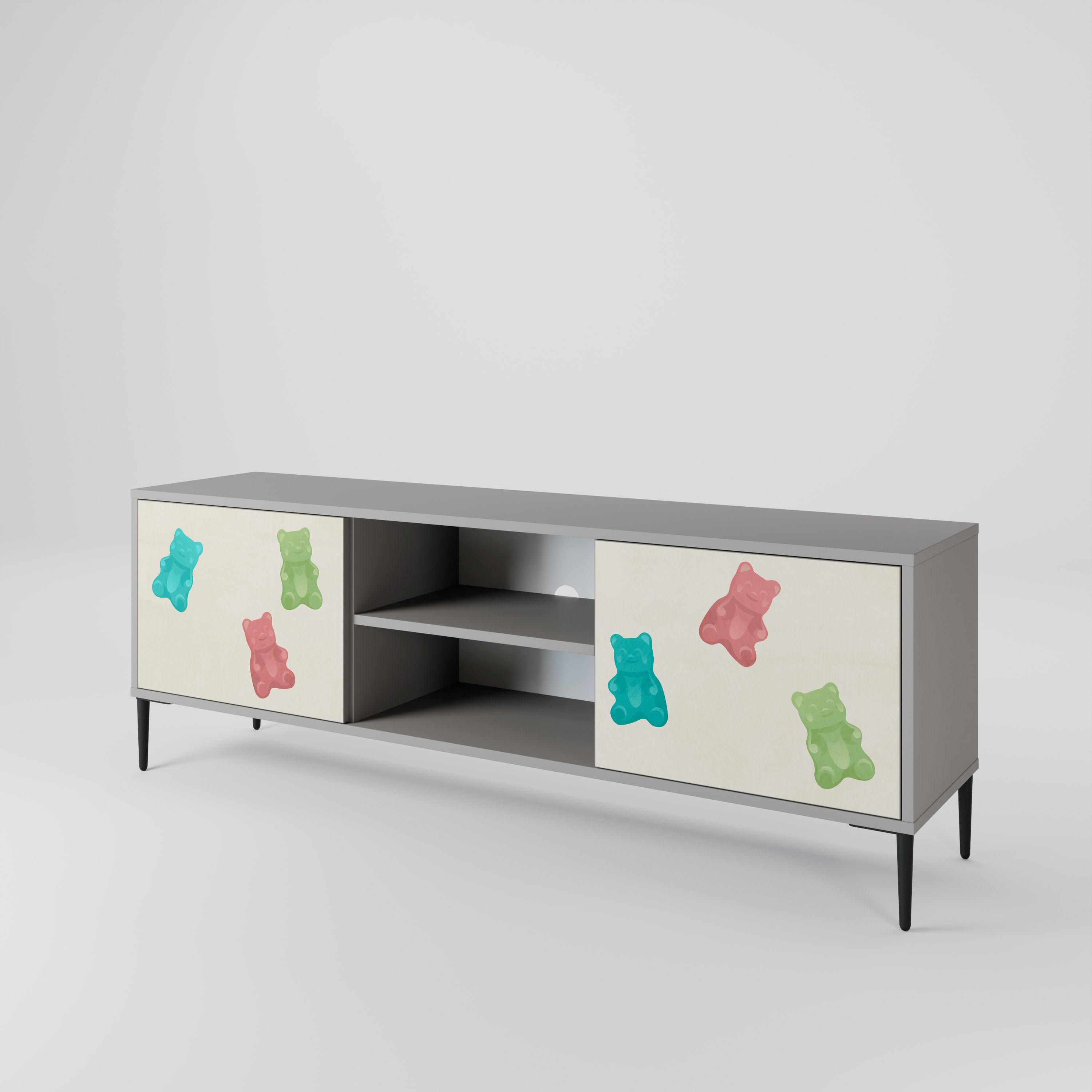 GUMMY BEARS 2-Door TV Stand in Grey Finish