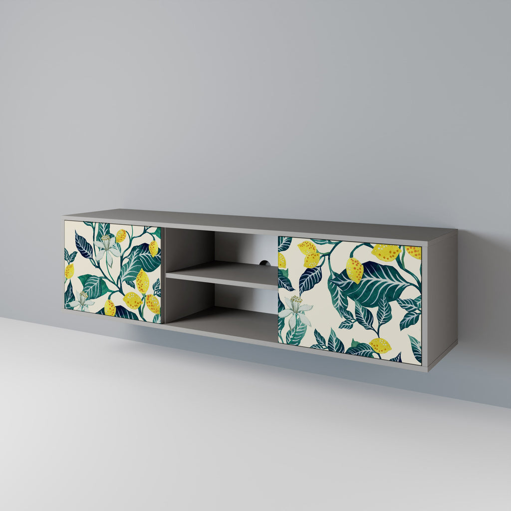 LEMON TREE 2-Door TV Stand in Grey Finish