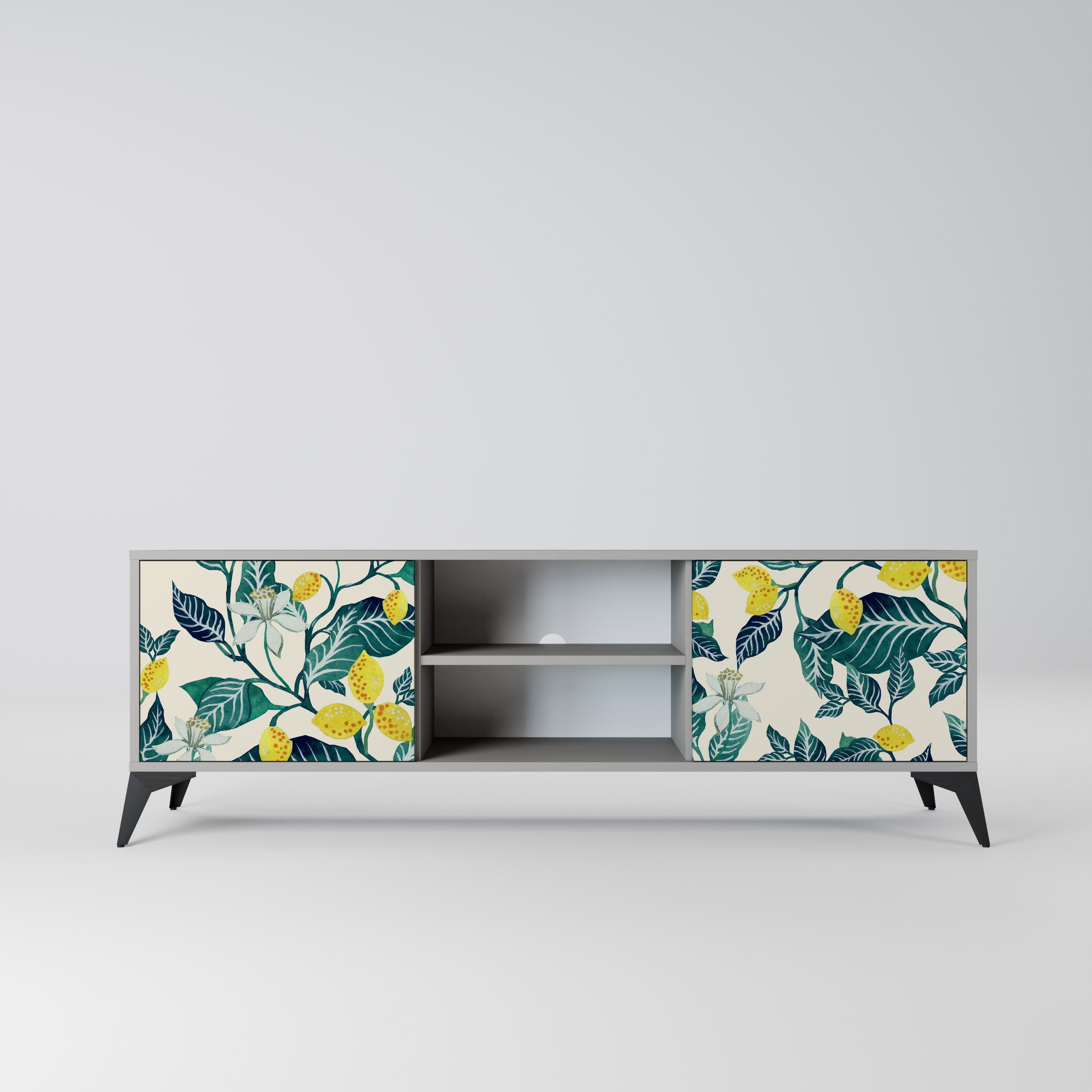 LEMON TREE 2-Door TV Stand in Grey Finish