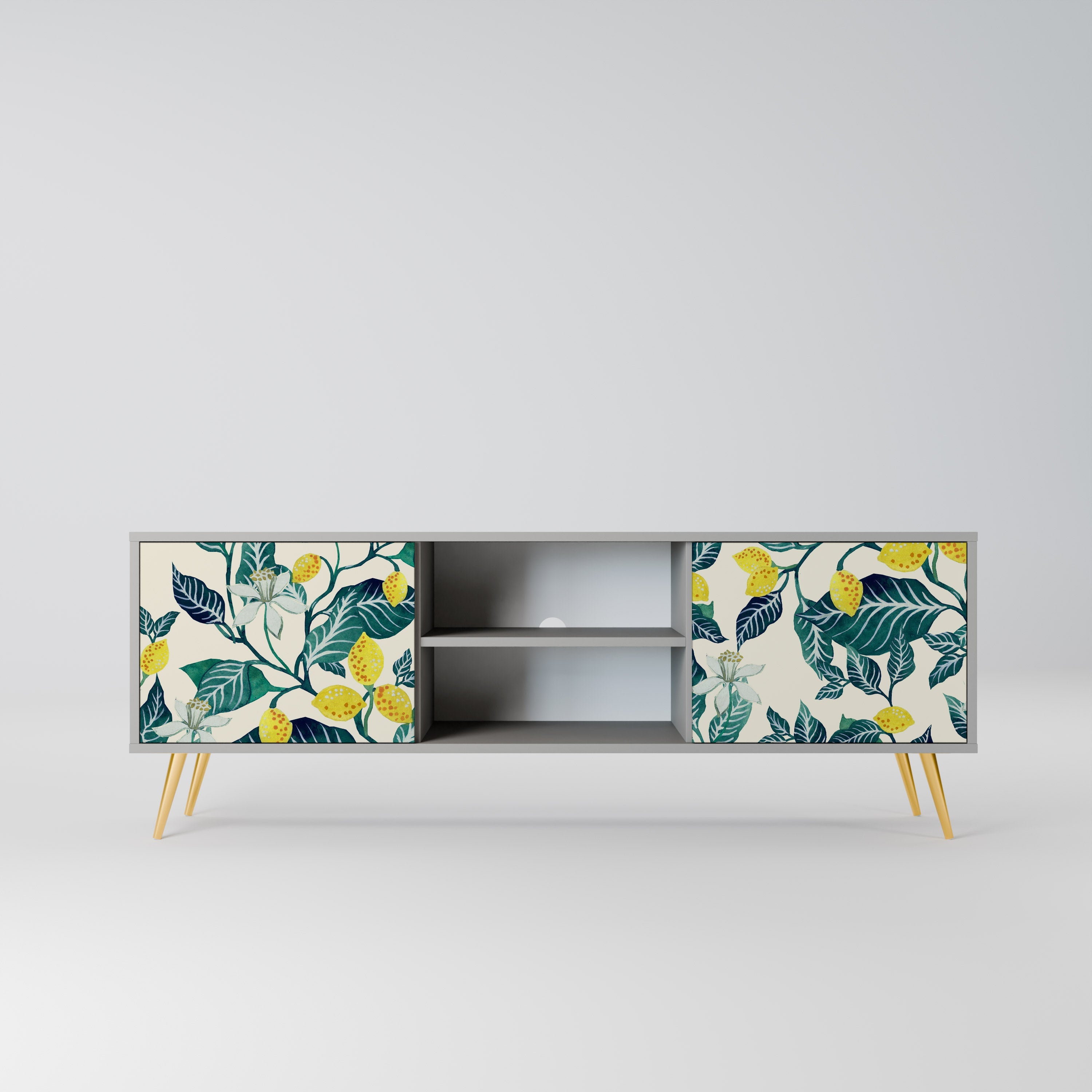 LEMON TREE 2-Door TV Stand in Grey Finish