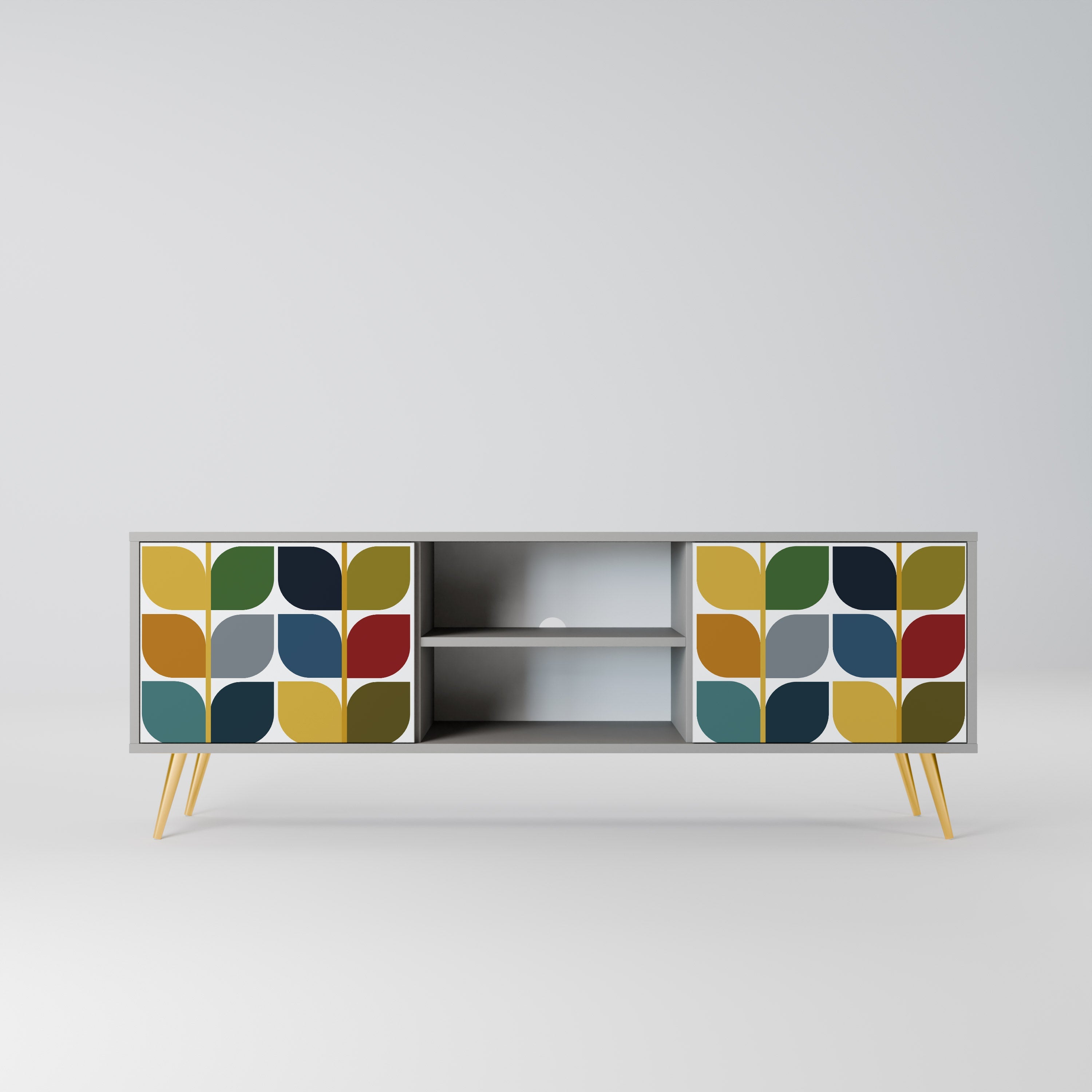 WEIGHTLESS HOURS 2-Door TV Stand in Grey Finish