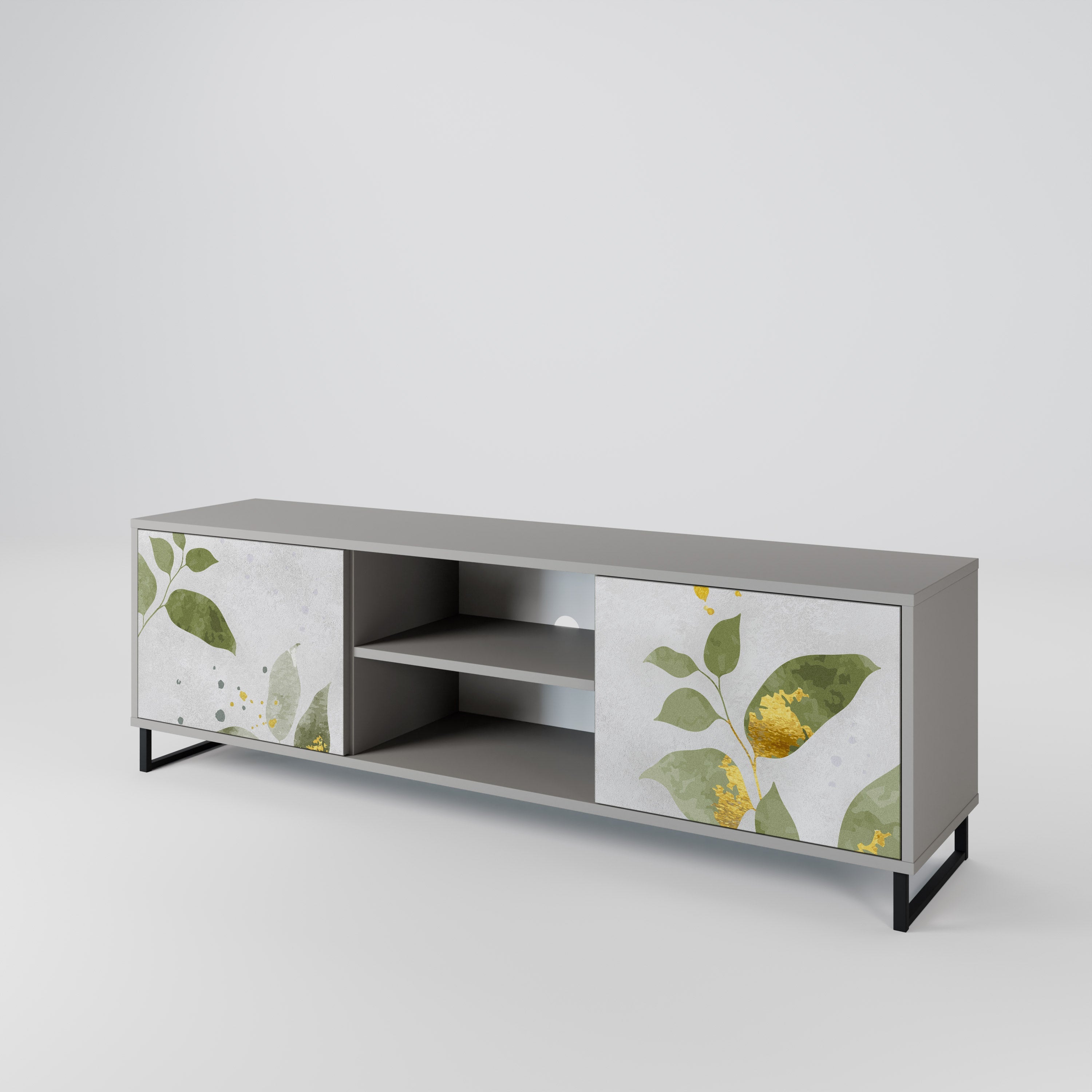 ELEGANT BOTANICS 2-Door TV Stand in Grey Finish