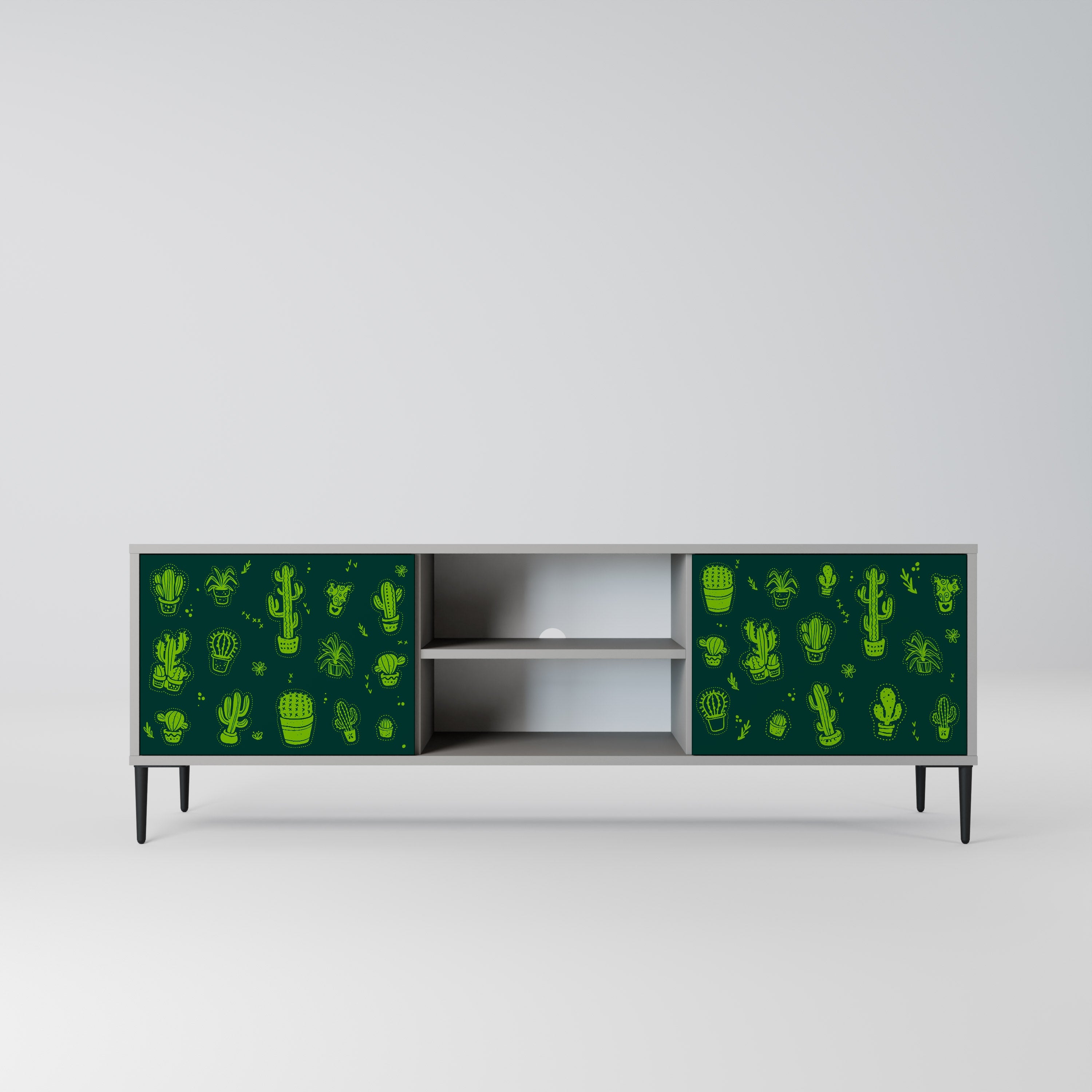 DESERT GREEN 2-Door TV Stand in Grey Finish