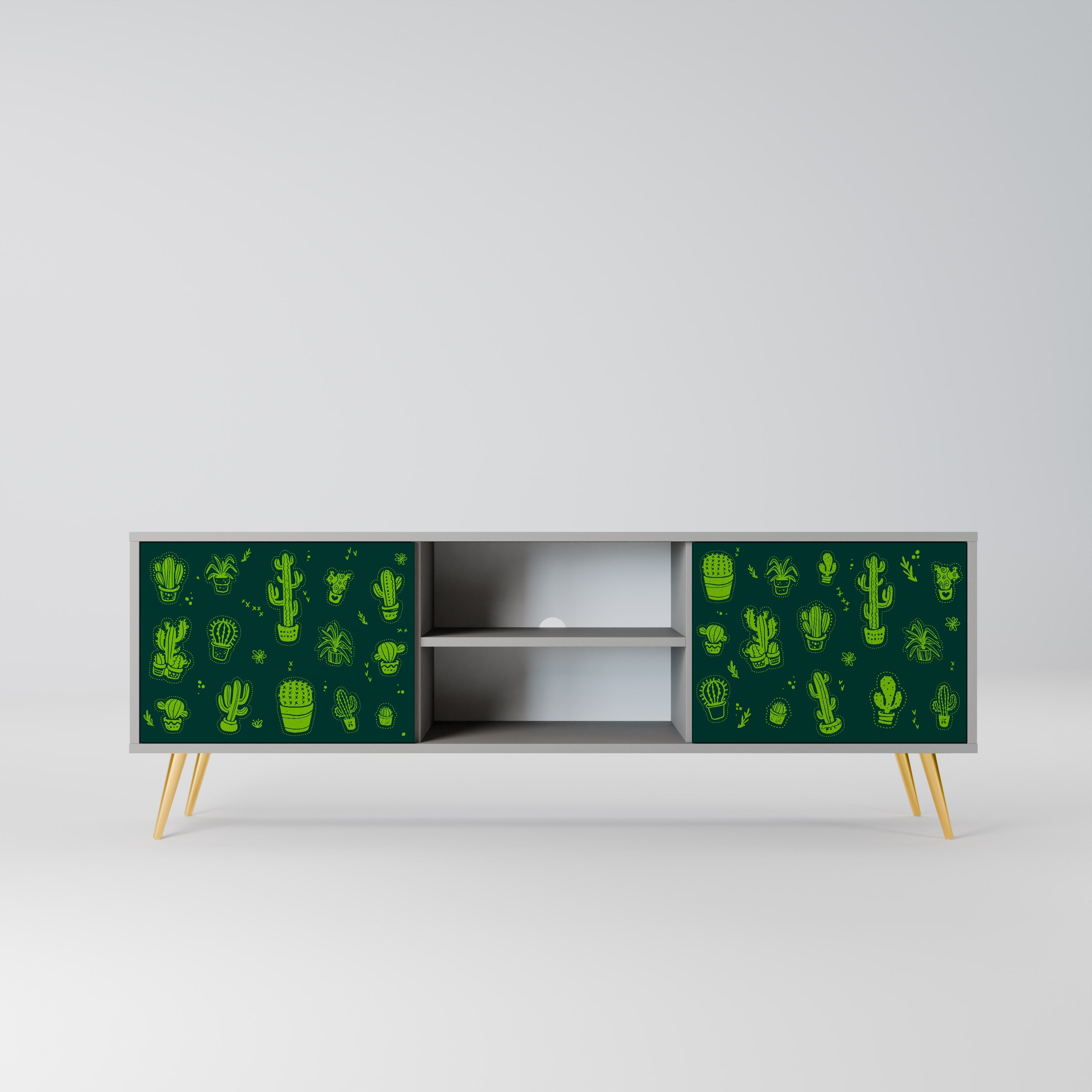 DESERT GREEN 2-Door TV Stand in Grey Finish