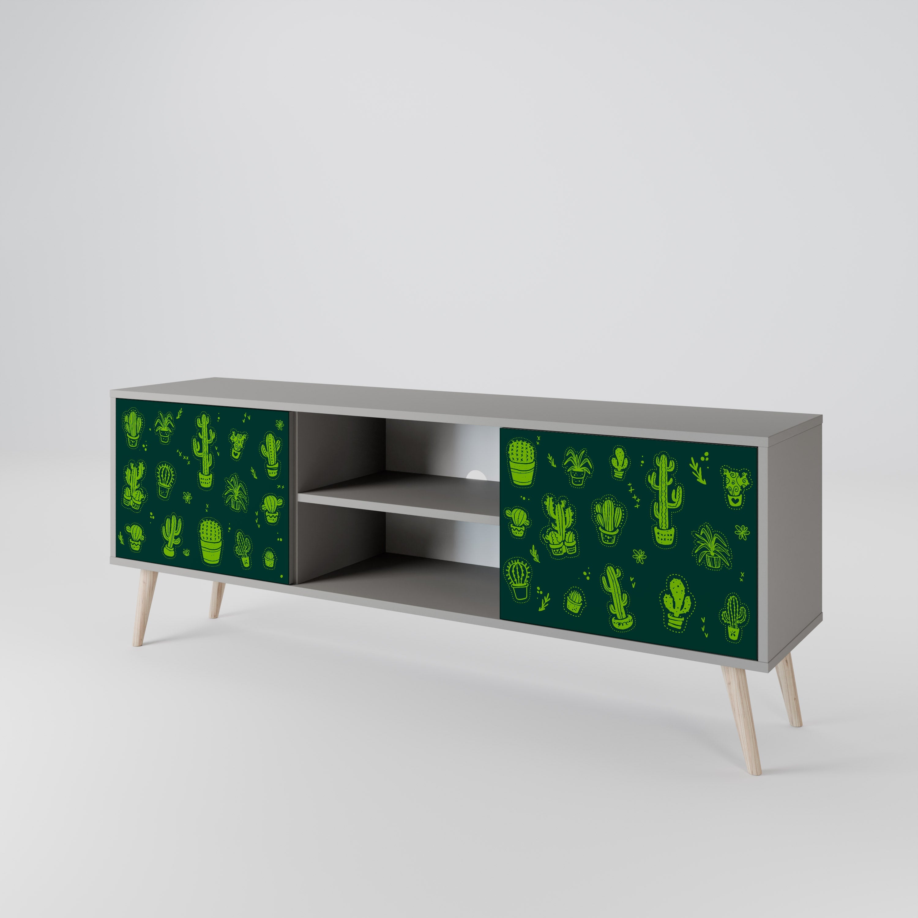DESERT GREEN 2-Door TV Stand in Grey Finish