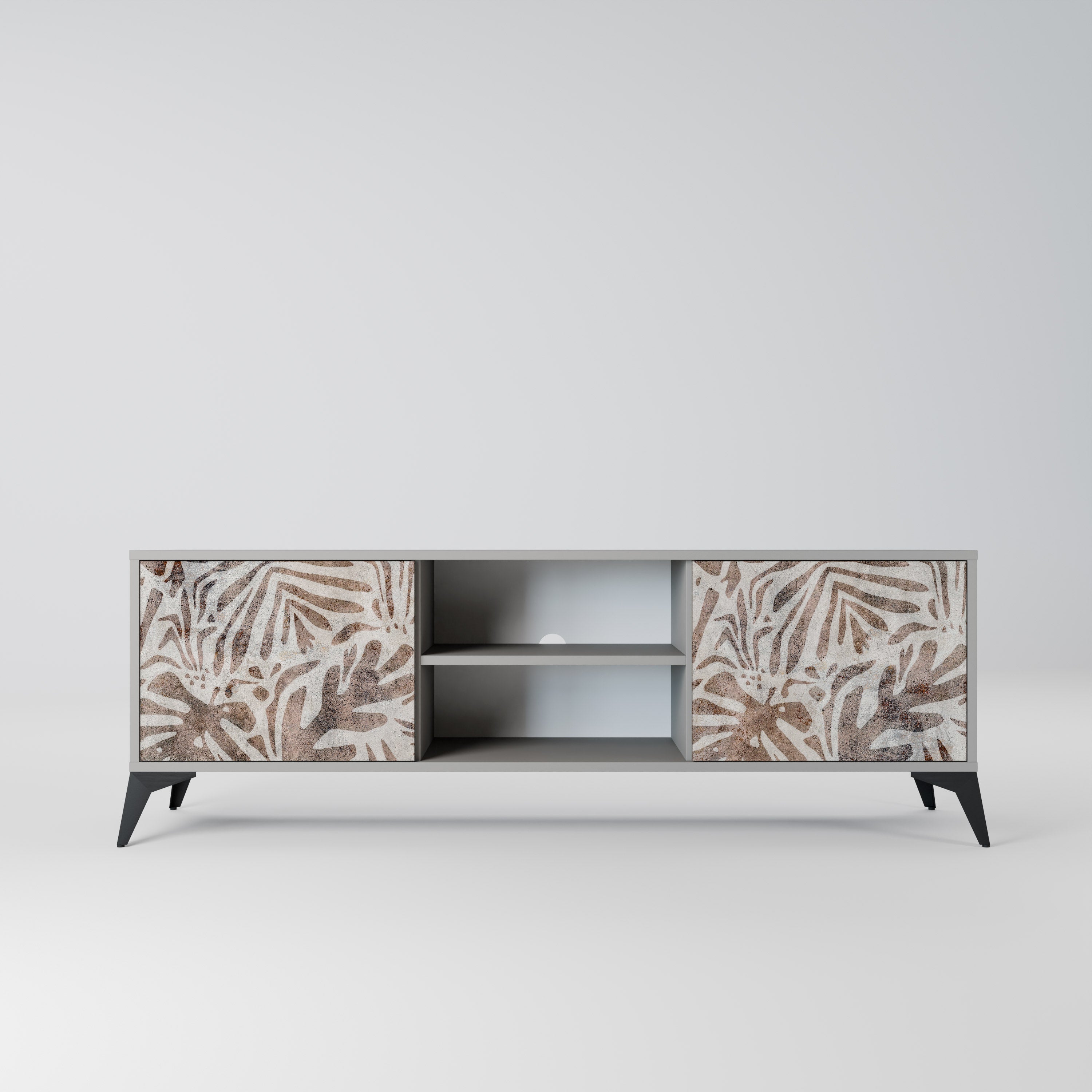 PASSING TIME 2-Door TV Stand in Grey Finish