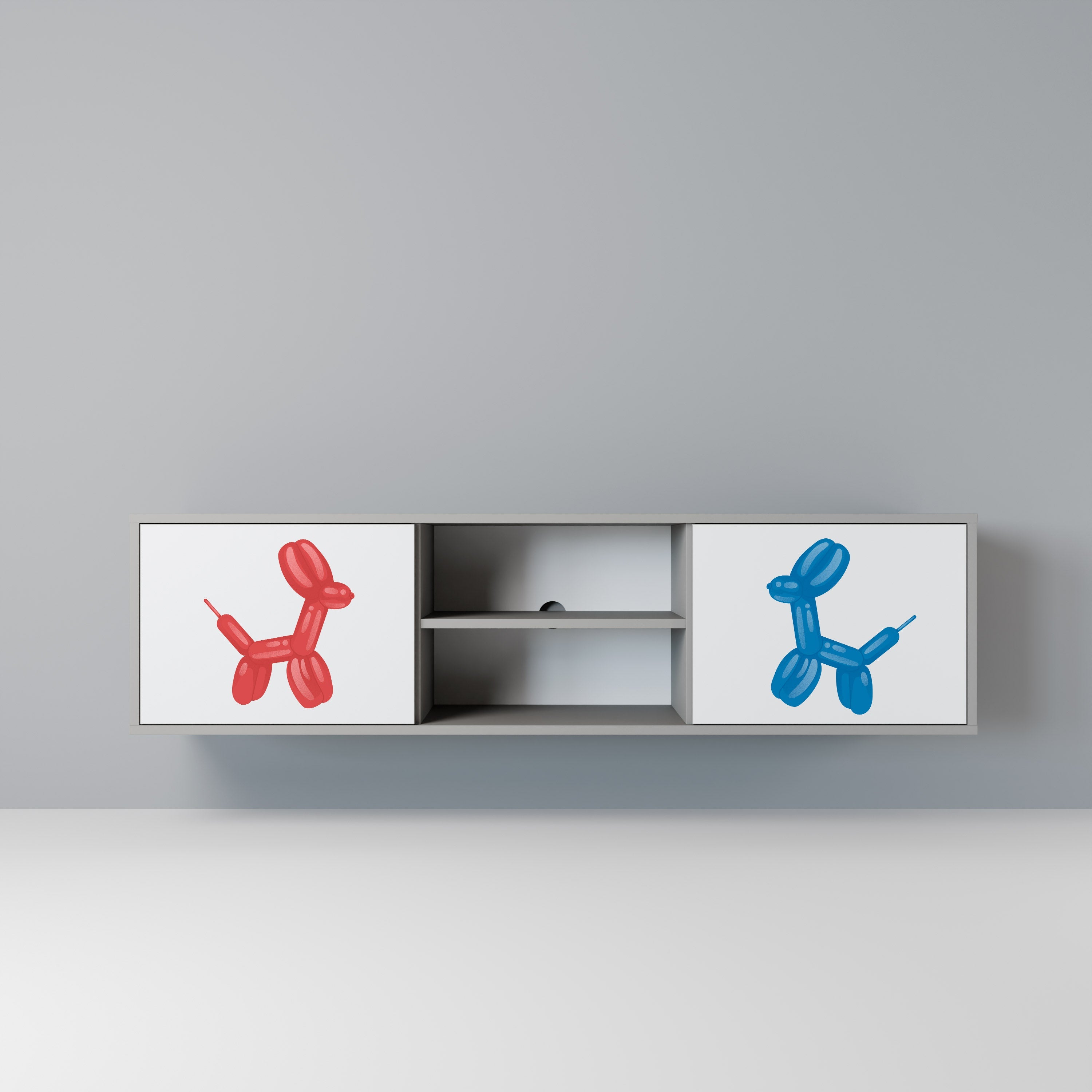 CHILDHOOD MEMORY 2-Door TV Stand in Grey Finish