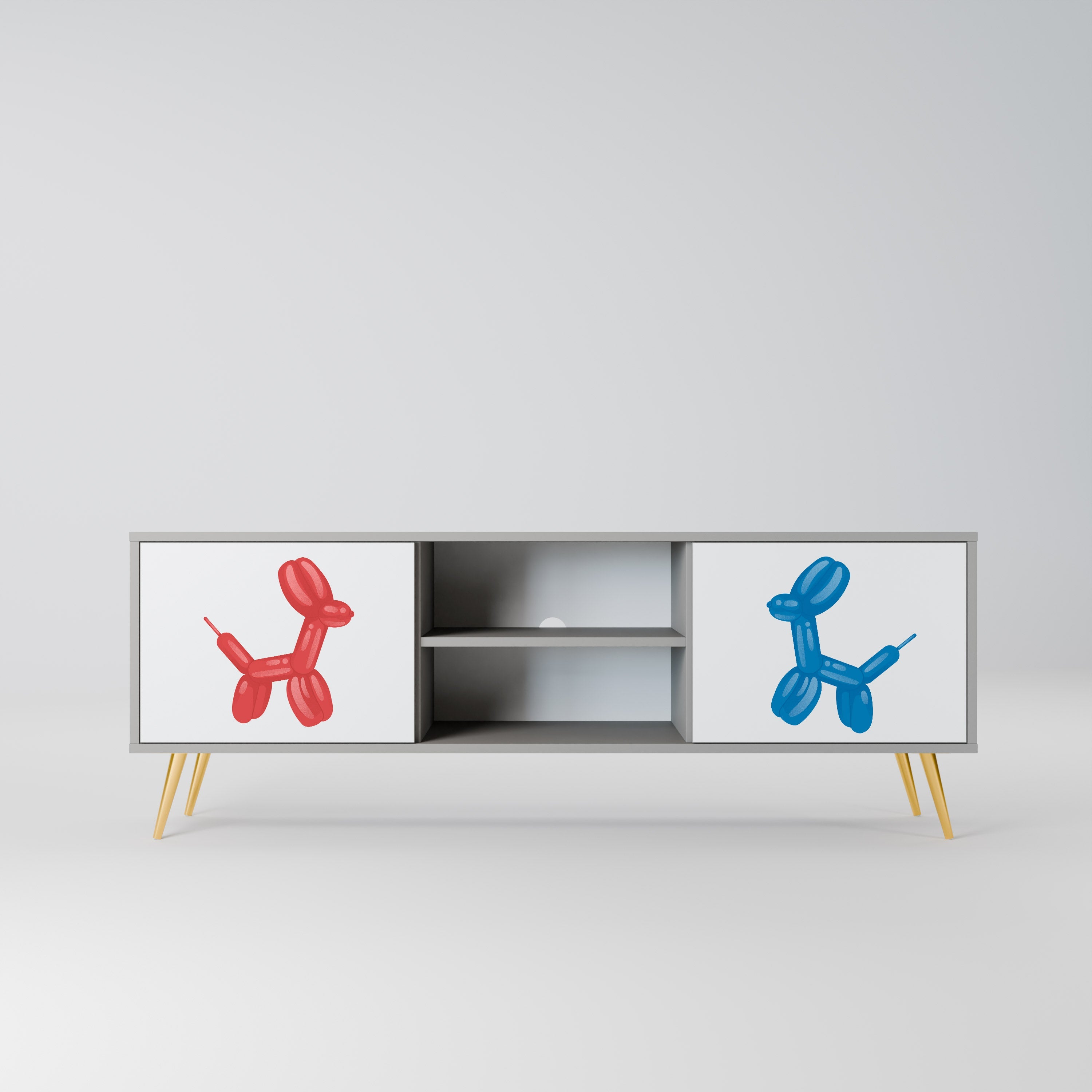 CHILDHOOD MEMORY 2-Door TV Stand in Grey Finish