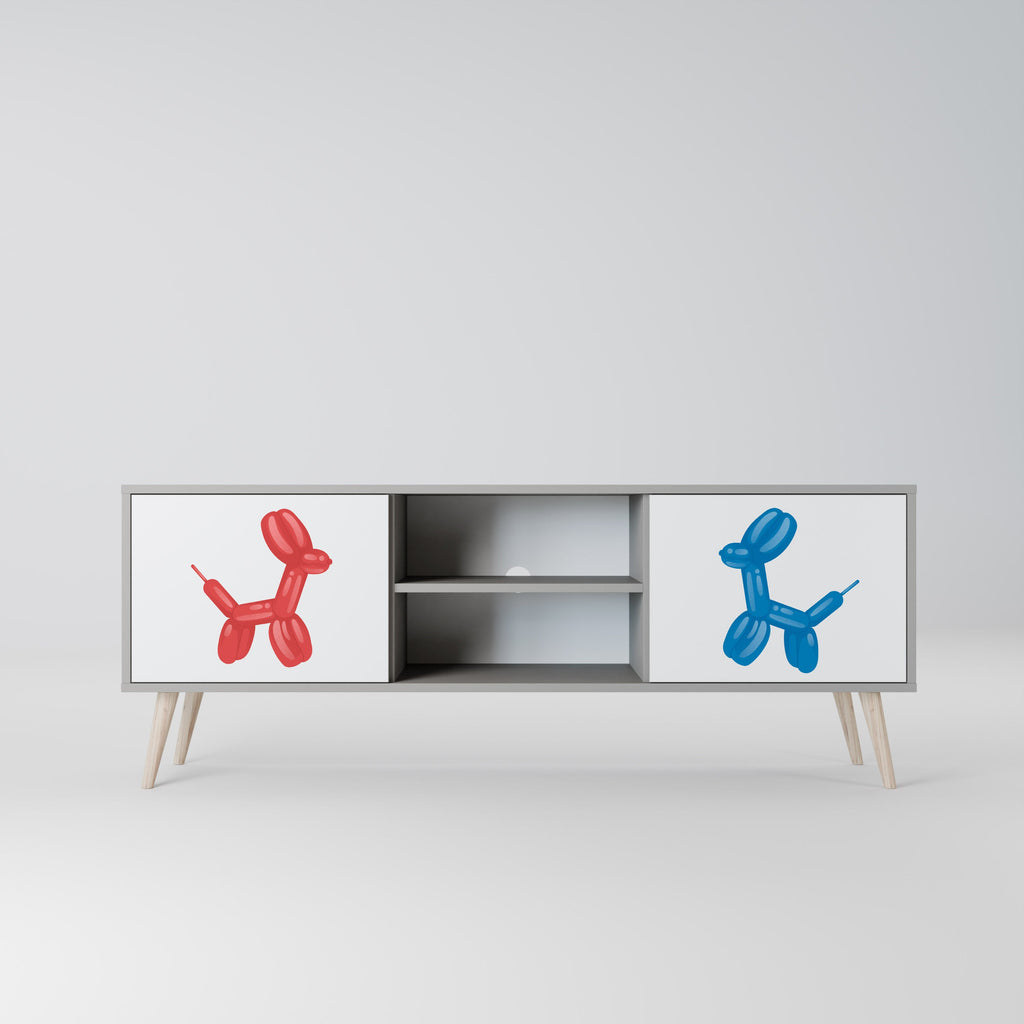 CHILDHOOD MEMORY 2-Door TV Stand in Grey Finish