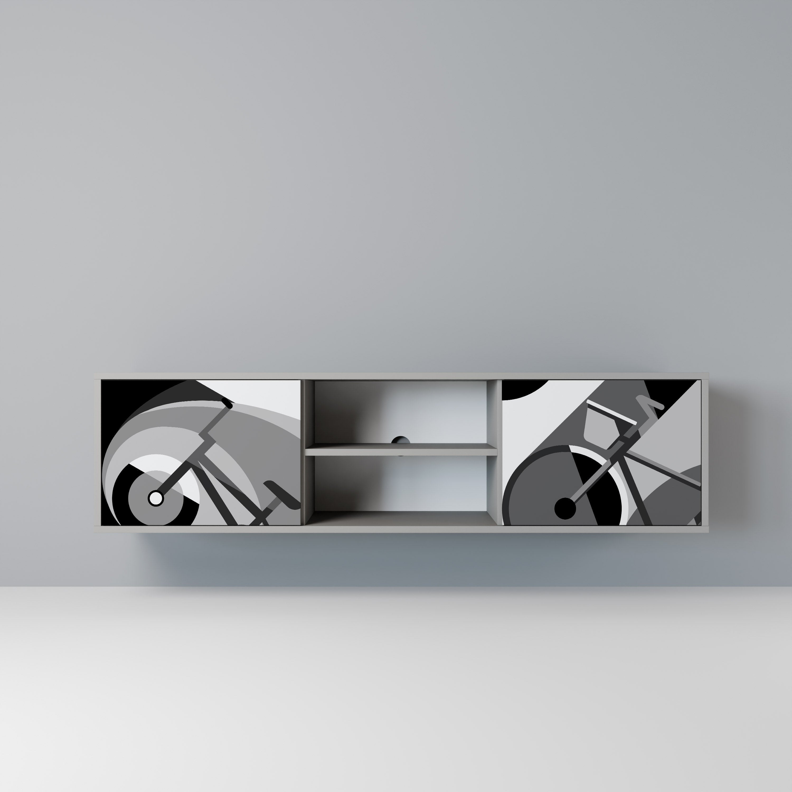 BIKE ENERGY 2-Door TV Stand in Grey Finish