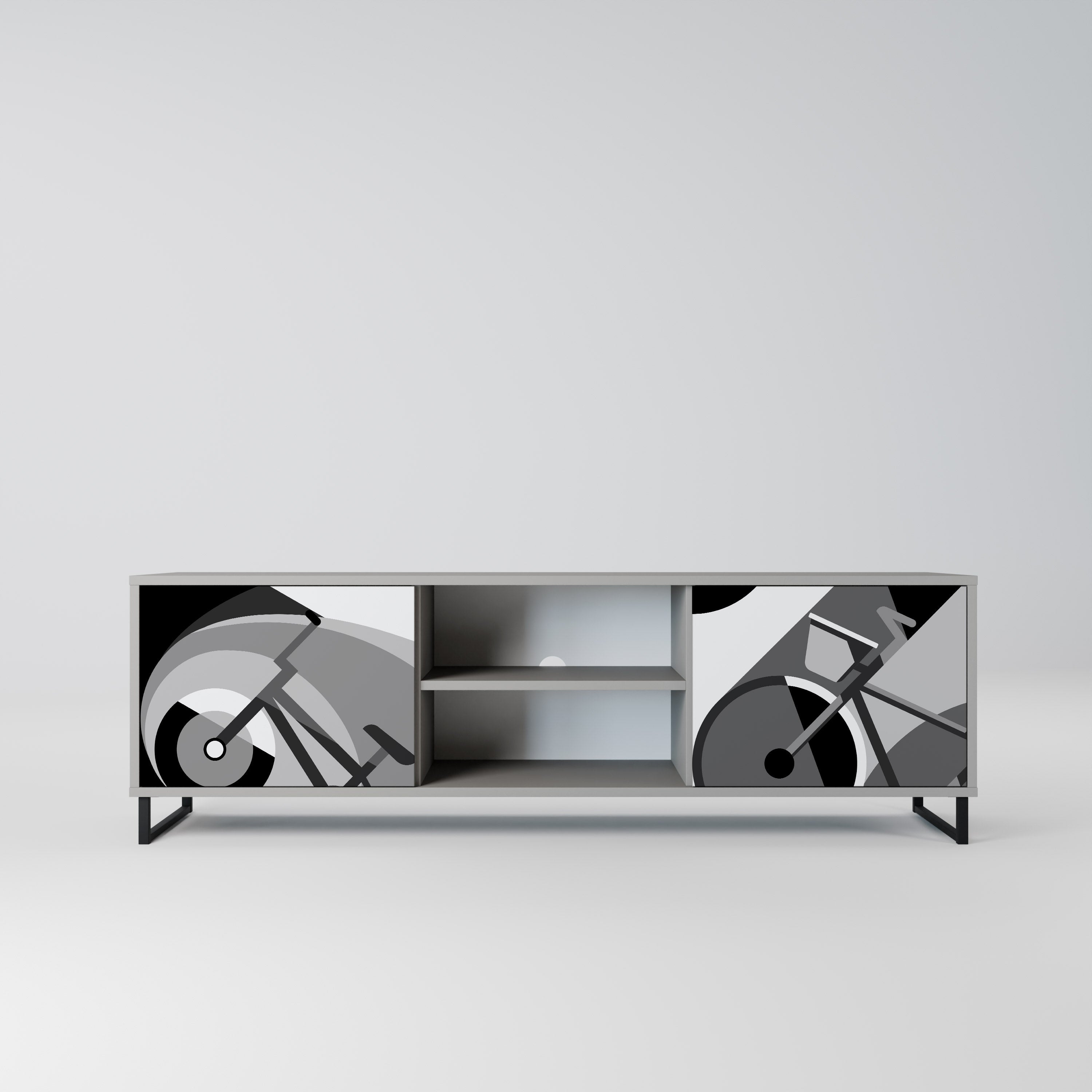 BIKE ENERGY 2-Door TV Stand in Grey Finish