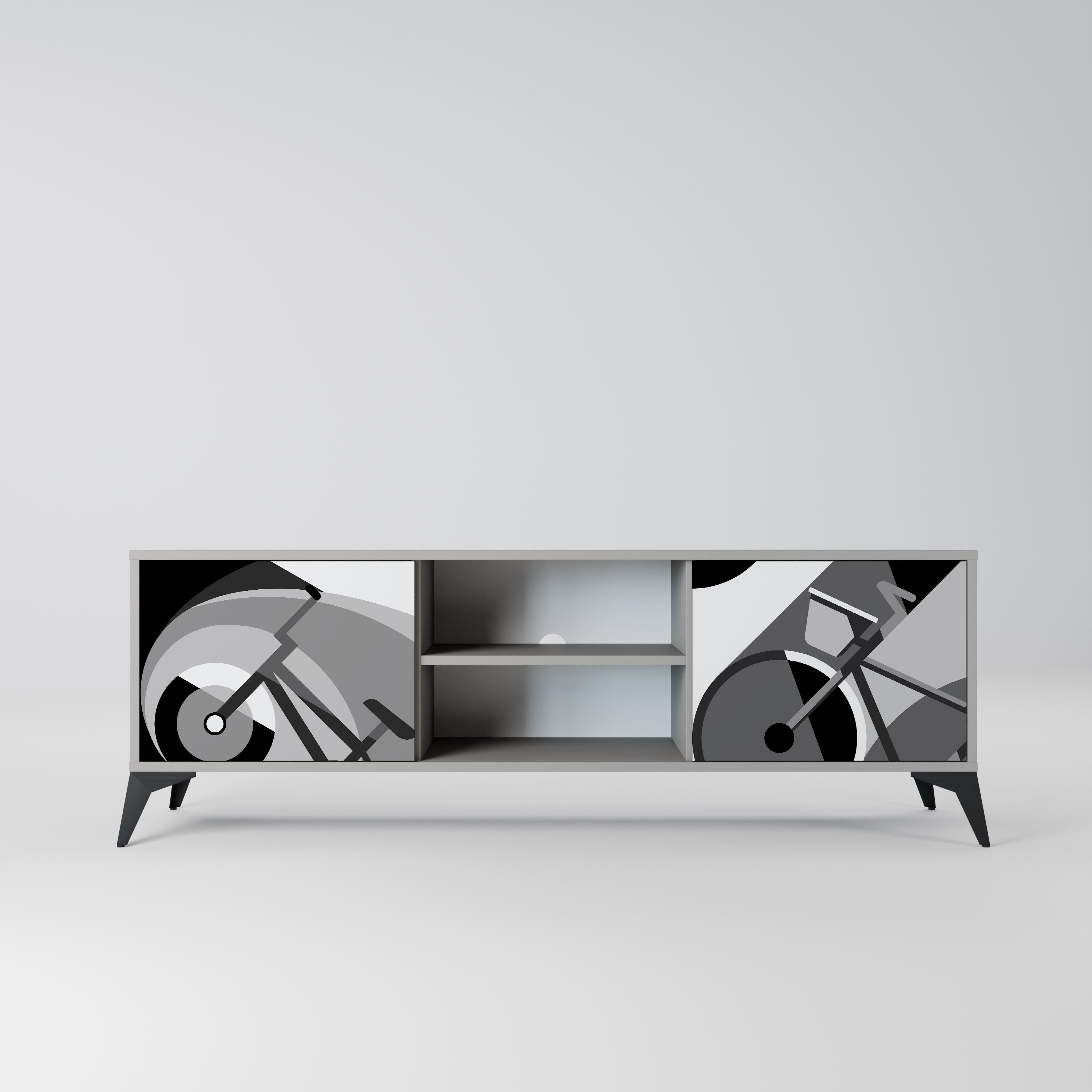 BIKE ENERGY 2-Door TV Stand in Grey Finish