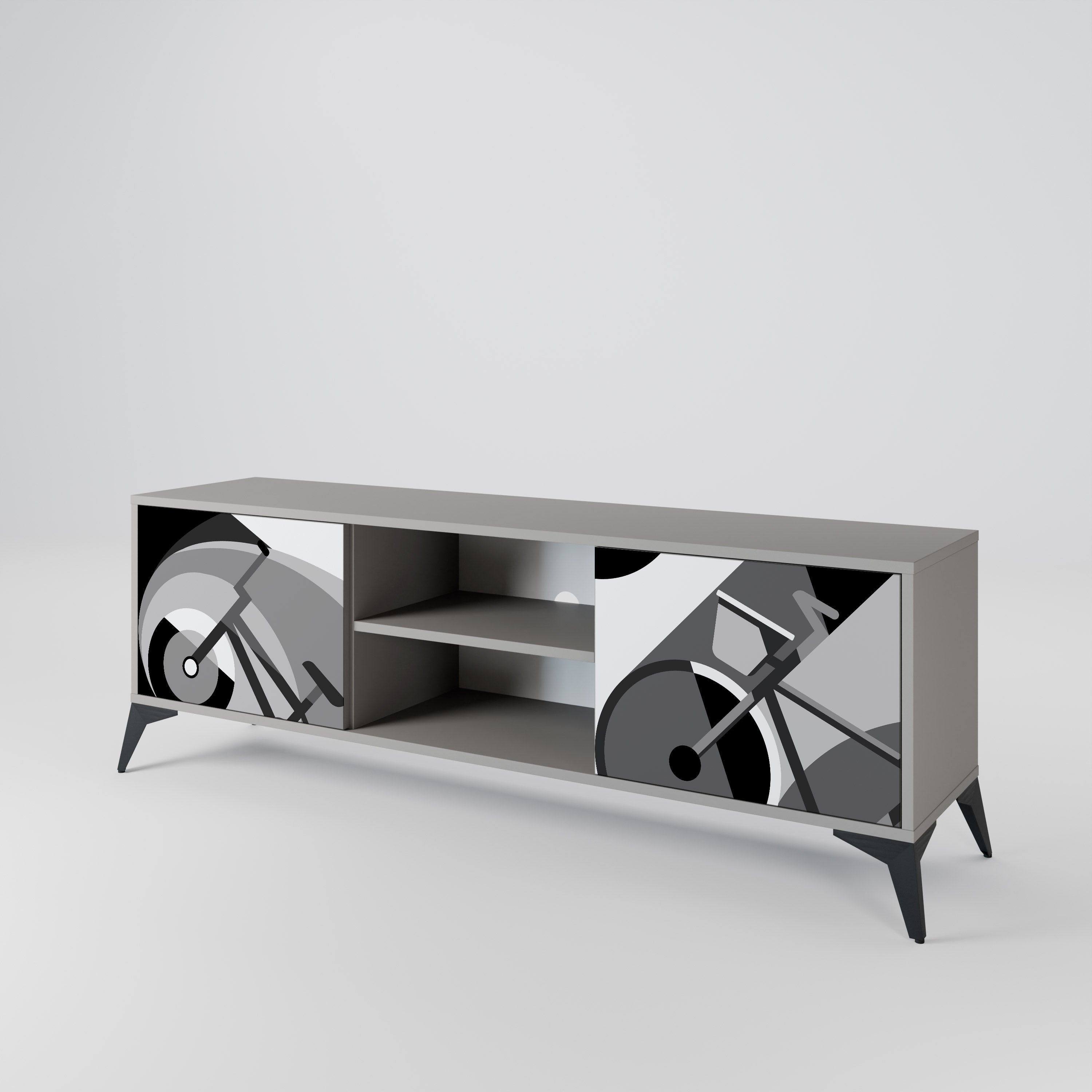BIKE ENERGY 2-Door TV Stand in Grey Finish