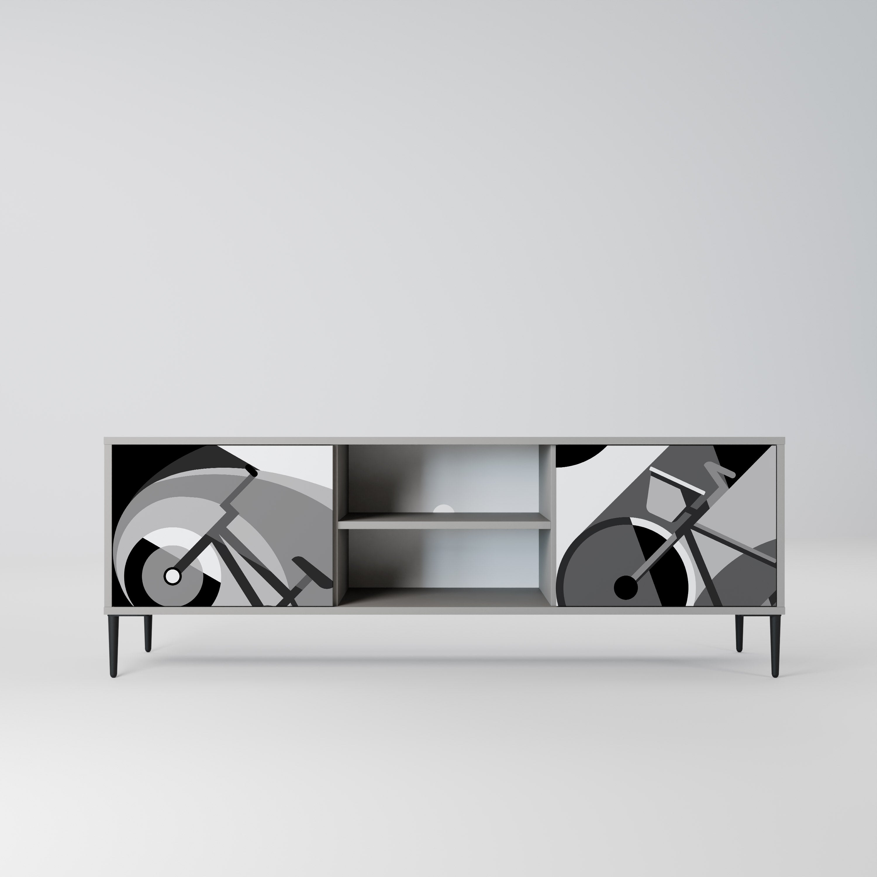 BIKE ENERGY 2-Door TV Stand in Grey Finish