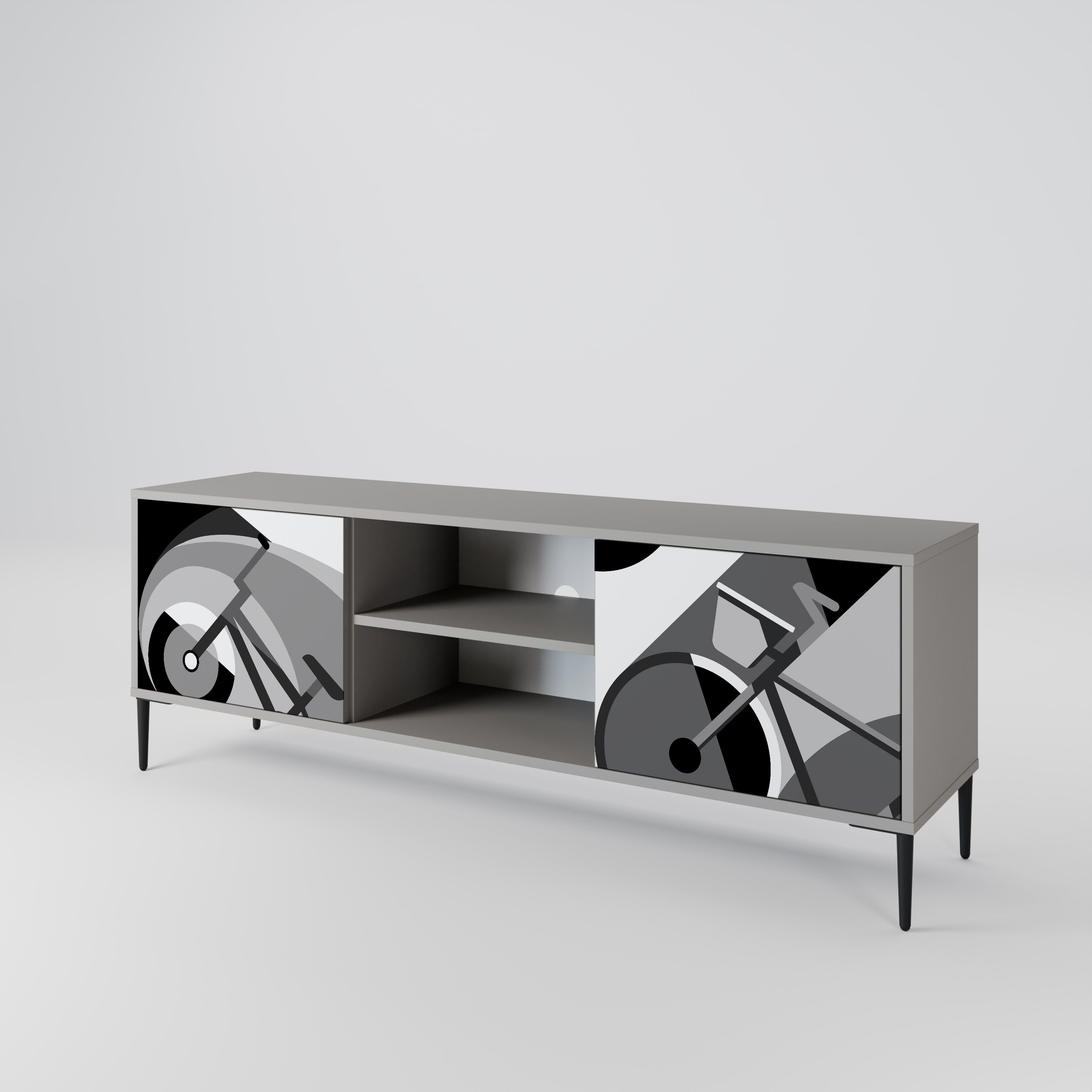 BIKE ENERGY 2-Door TV Stand in Grey Finish