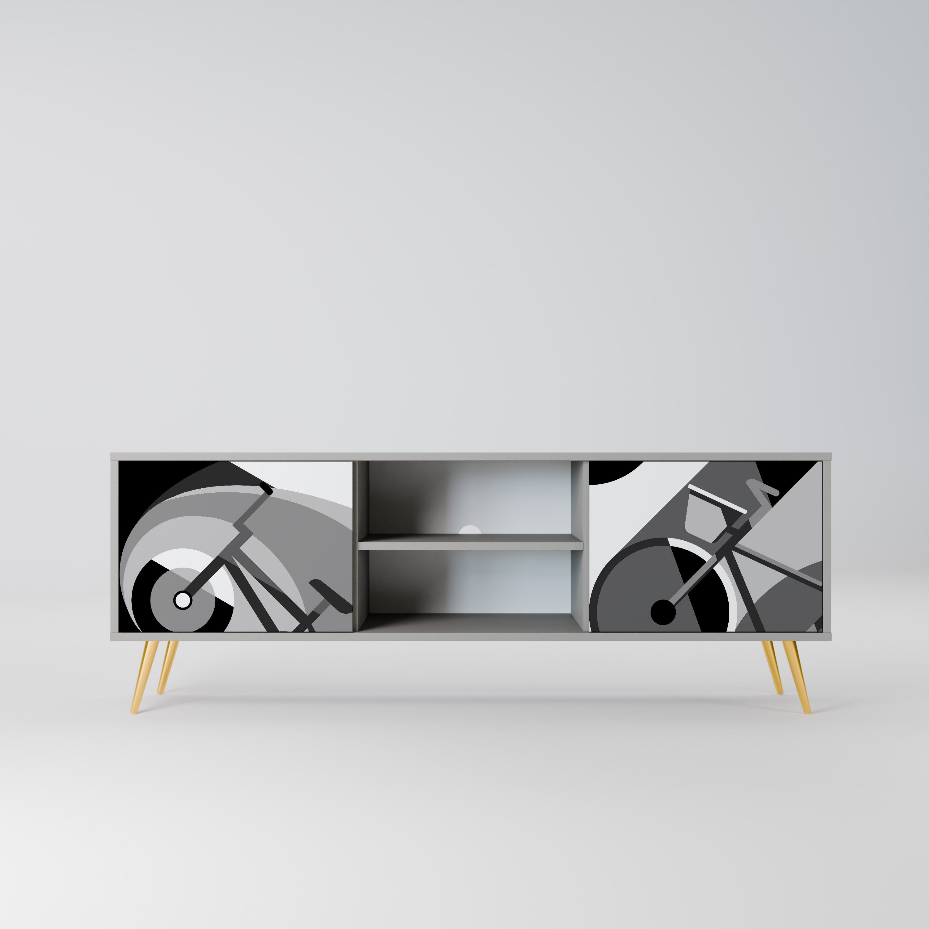 BIKE ENERGY 2-Door TV Stand in Grey Finish