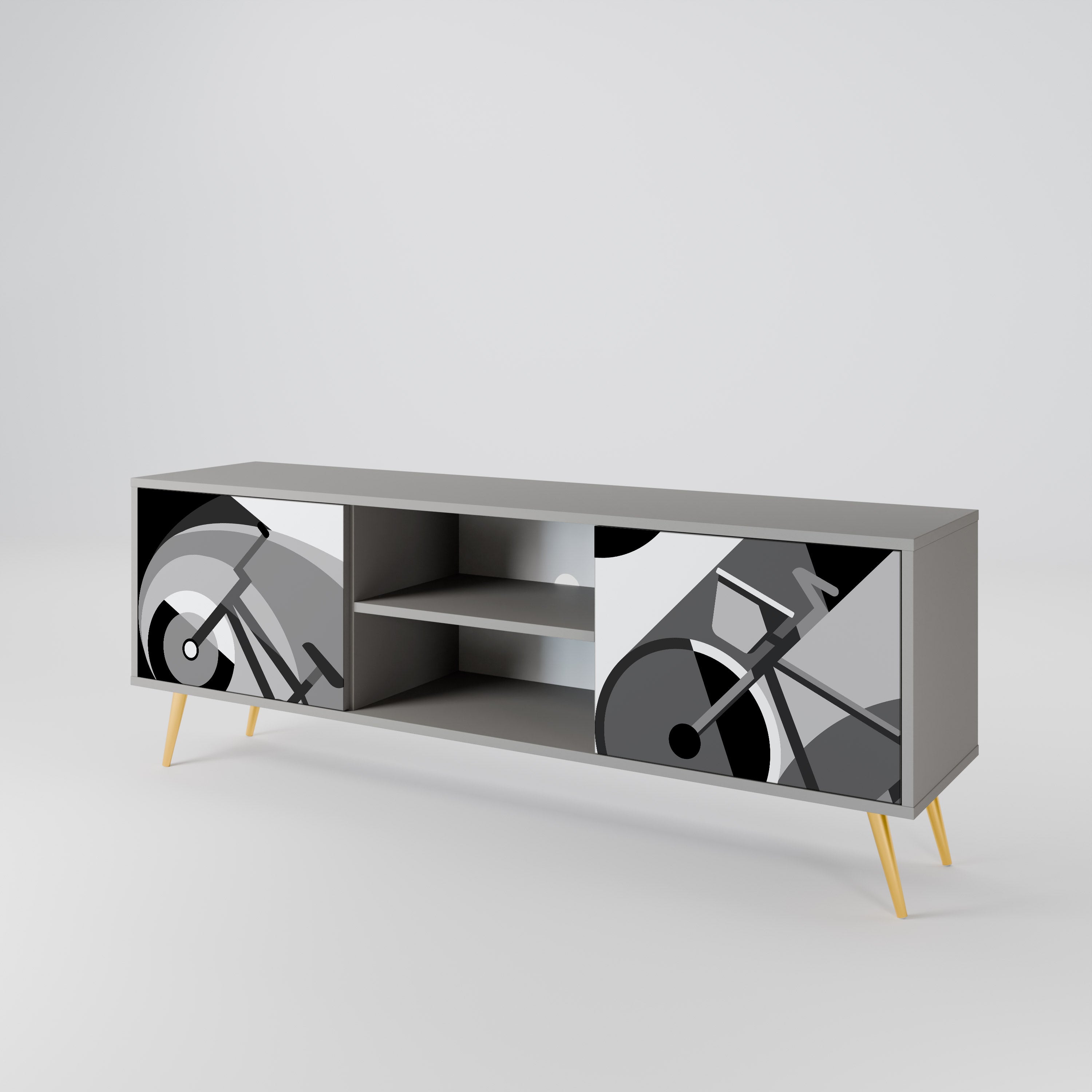 BIKE ENERGY 2-Door TV Stand in Grey Finish