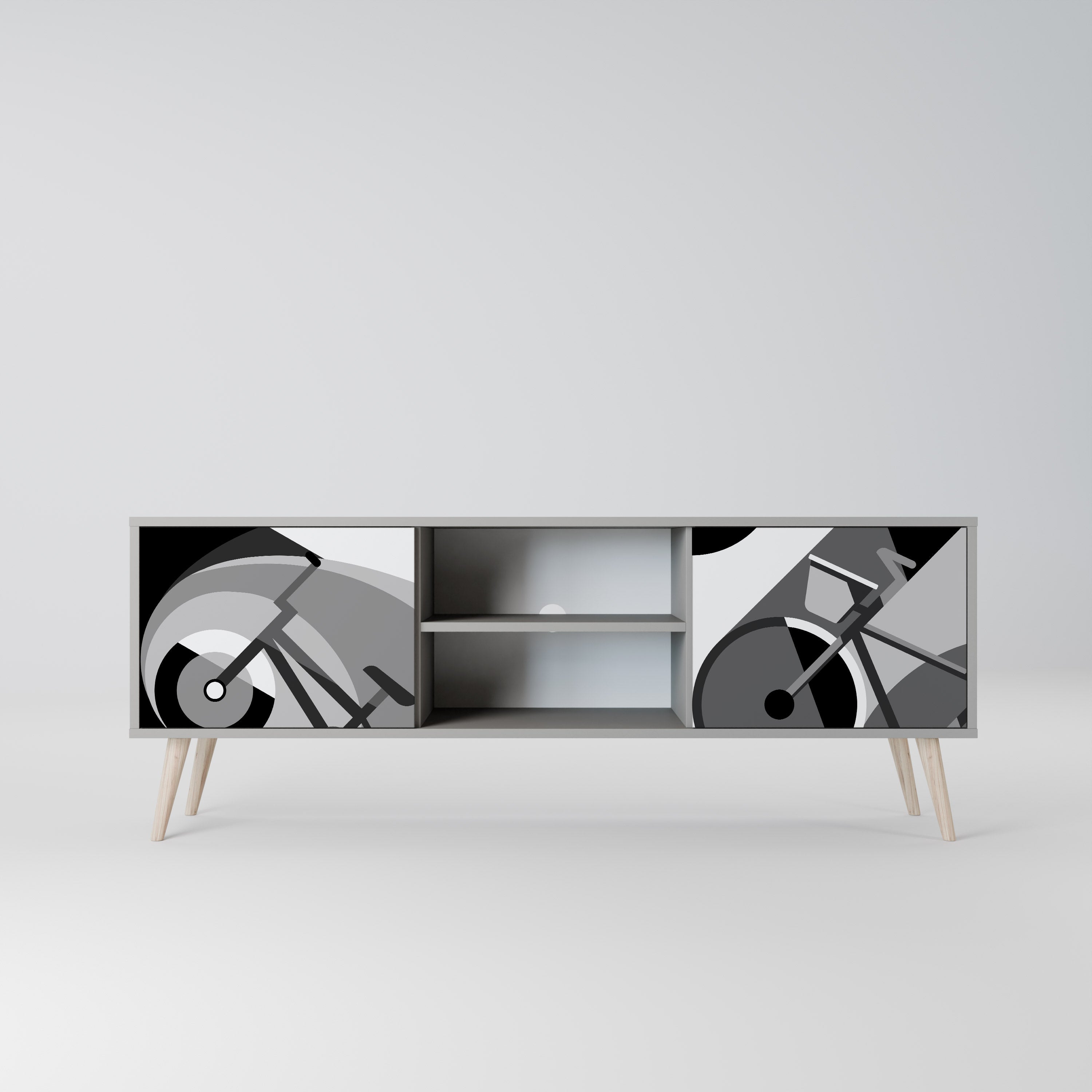 BIKE ENERGY 2-Door TV Stand in Grey Finish