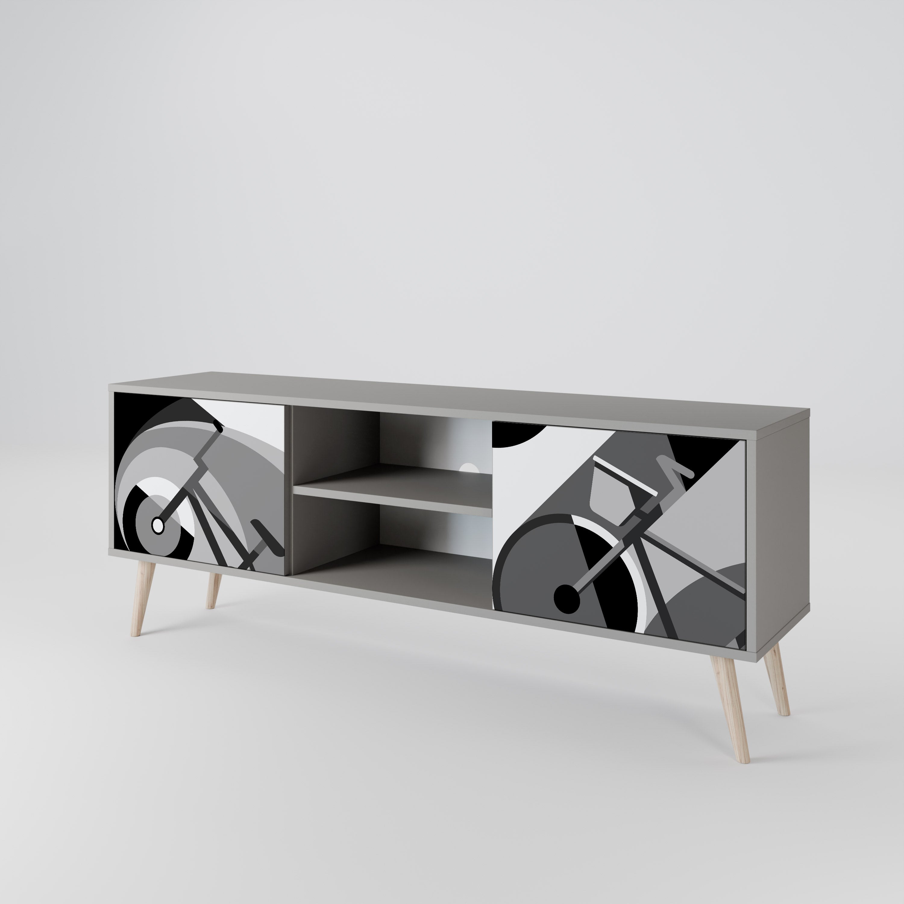 BIKE ENERGY 2-Door TV Stand in Grey Finish