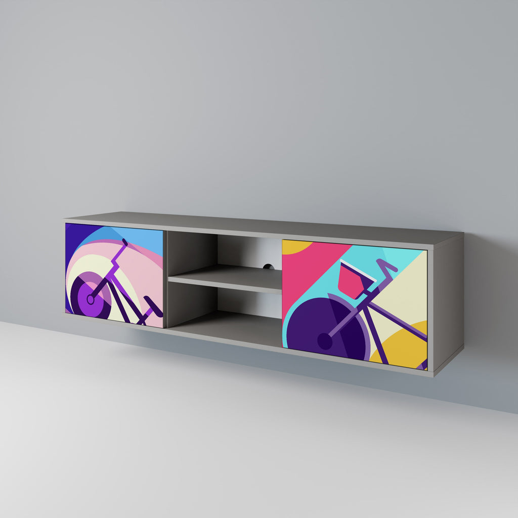 BIKE DREAMS 2-Door TV Stand in Grey Finish
