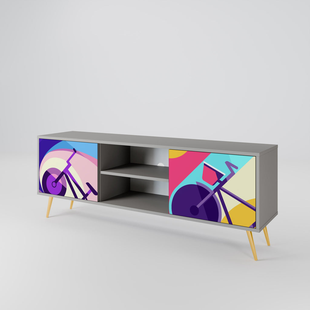 BIKE DREAMS 2-Door TV Stand in Grey Finish