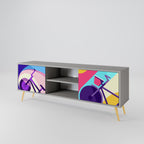BIKE DREAMS 2-Door TV Stand in Grey Finish