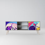 BIKE DREAMS 2-Door TV Stand in Grey Finish